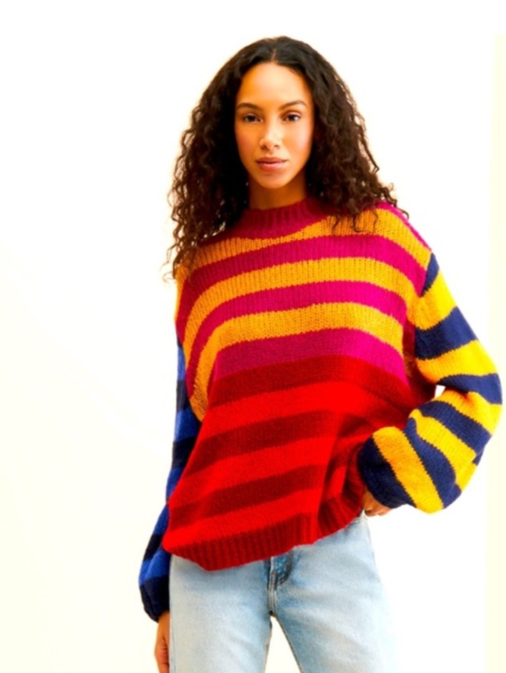 Farm Rio Luna Striped Sweater Size Small
